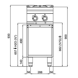 Gas stove - with 2 burners - 16 kW