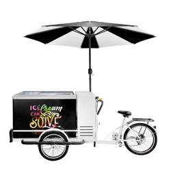 Ice Cream Cart / Ice cream bike - with LED lighting - with LED-lit umbrella - for 7 x 5 litres Napoli pans - 2665mm
