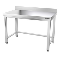 Työpöytä PREMIUM ruostumattomasta teräksestä - 1200x800mm - pohjalla, jalustalla ja kannattimilla 