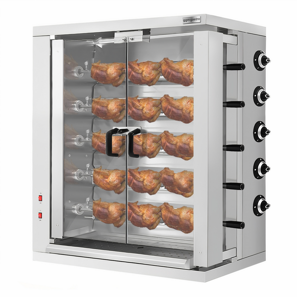 Elektrische kippengrill - 16,5 kW - met 5 spiesen voor maximaal 30 kippen