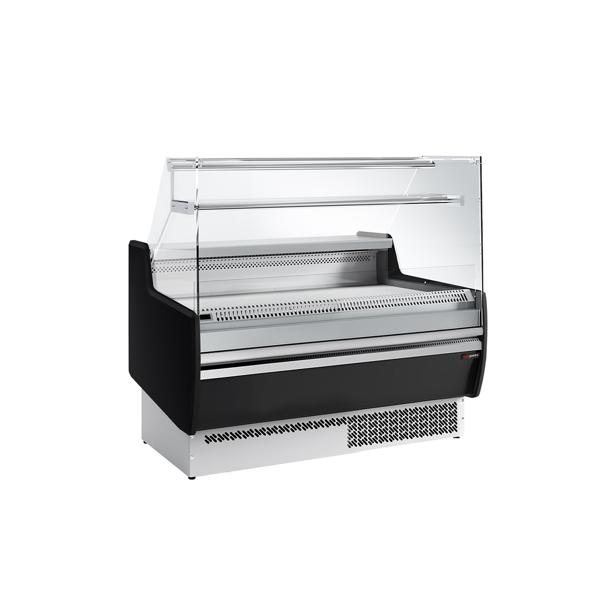 Banco gastronomia professionale - 1310x953mm - Ventilata - Vetro dritto - Pannello frontale Nero - con 2 porte - con 1 ripiano