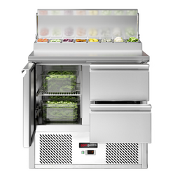 Mini voorbereidingstafel ECO - 900mm - 1 deur & 2 laden - voor 5x GN 1/6