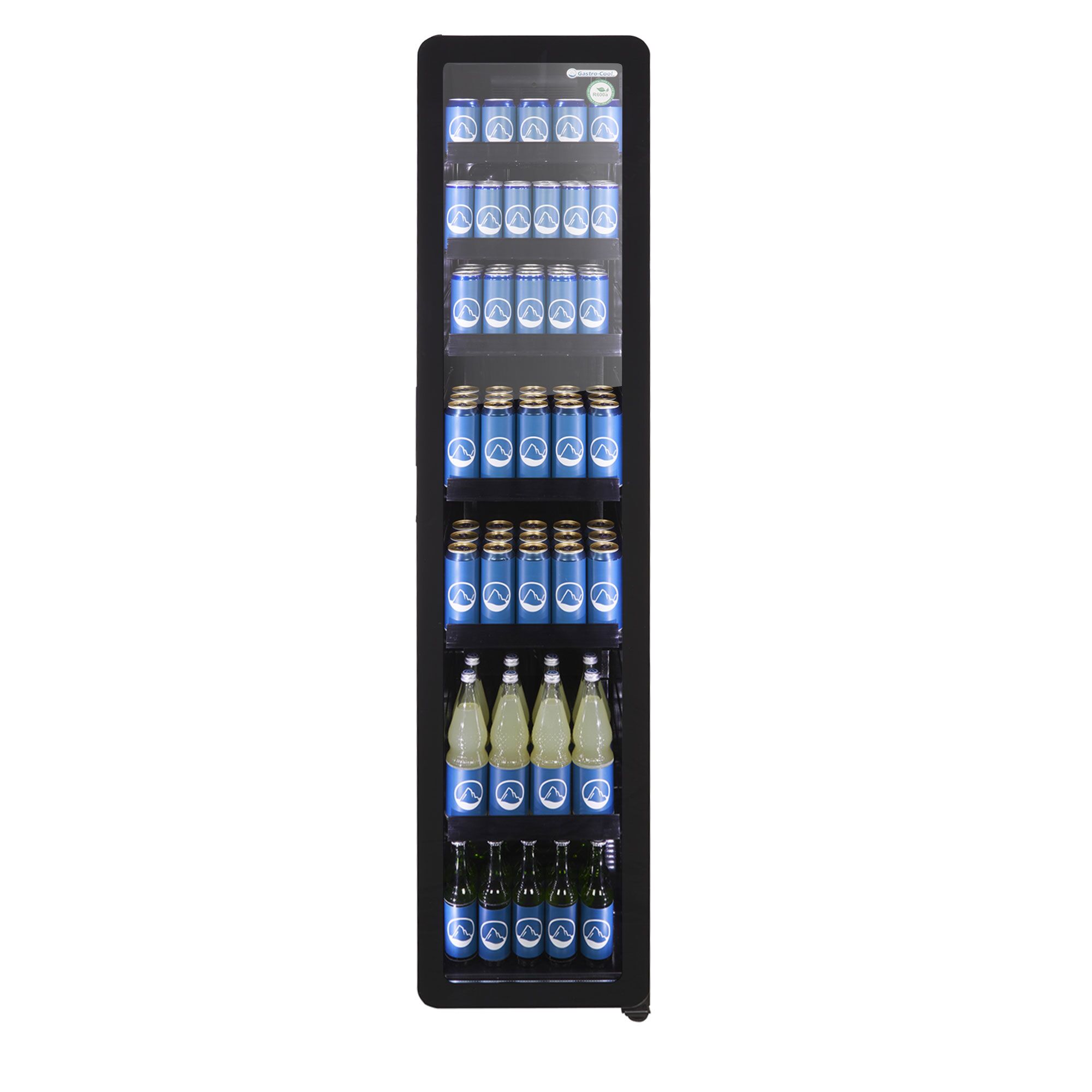 GASTRO-COOL | Vitrine réfrigérée à boissons - 212 litres - étroit - avec 1 porte en verre - Noir