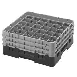 CAMBRO | CAMRACK® - Glazenwasmand 1/1 - 36 vakken - met 3 verlengstukken - 500x500mm - Zwart
