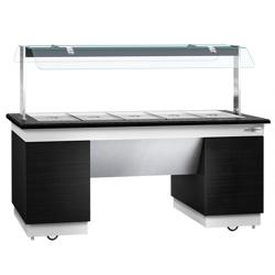 Buffet warmhoud DUBLIN - 2000mm - met bain-marie & zwenkwielen - voor 5x GN 1/1 - zwart