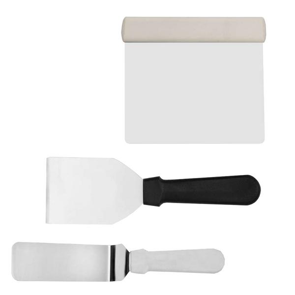 مجموعة سباتولا - ستانلس ستيل - 50x180mm؛ 85x115mm؛ 85x120mm - 3-قطعة - 1 سباتولا مسطحة، 1 قطاعة عجين، 1 مكشطة عجين