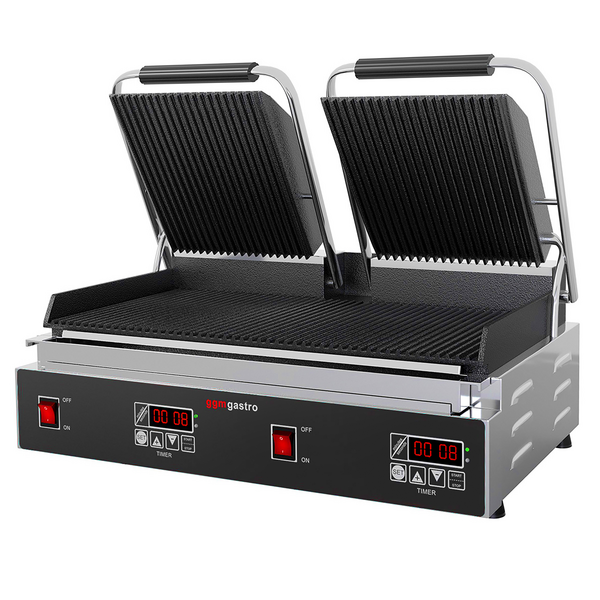 Contactgrill - 3,6 kW - Digitaal - boven & onder Gegroefd - Grilloppervlak: 480x230mm