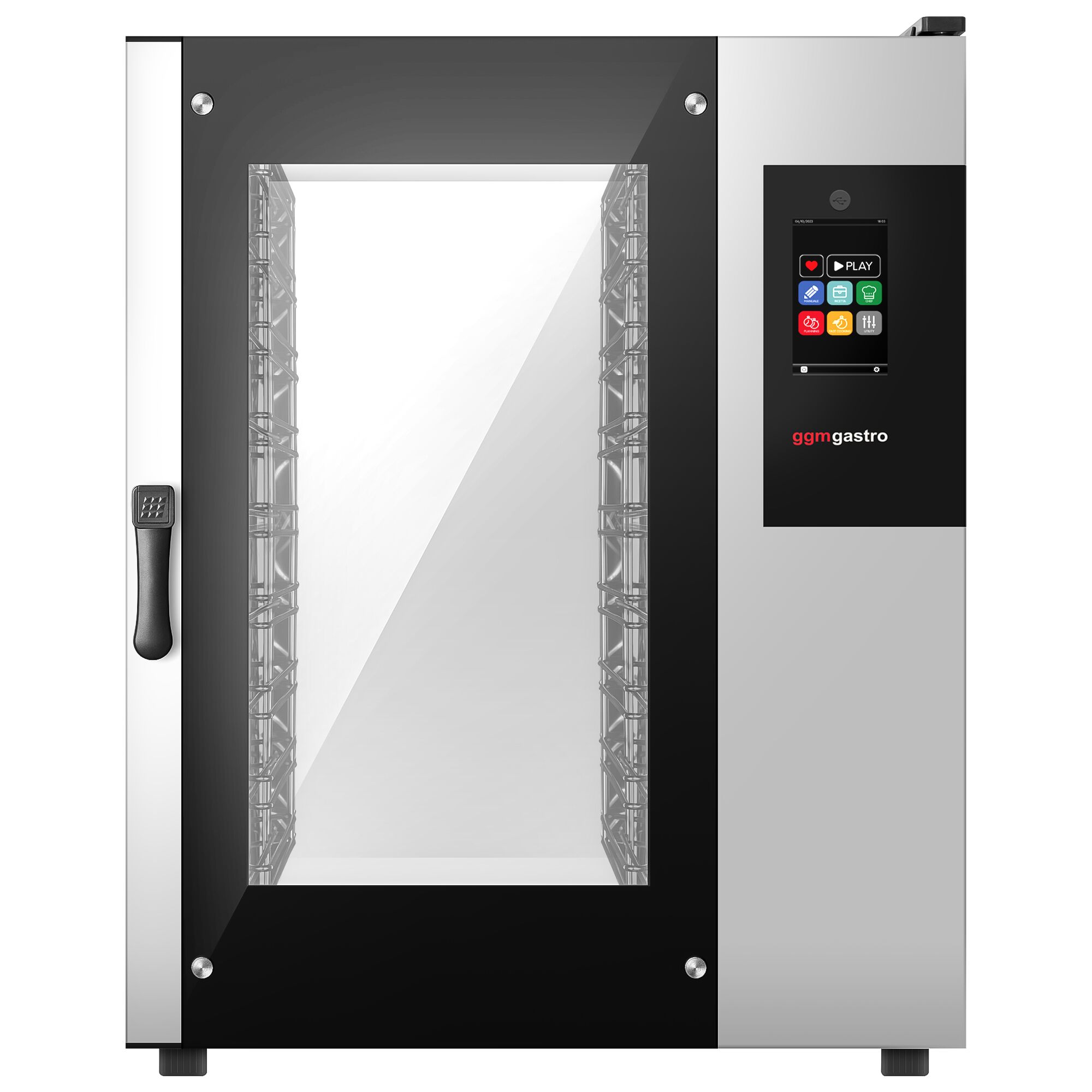 Bakery-Electric Commercial Combi Oven - Touchscreen Controls - 10x EN 600x400 - incl. Automatic washing system, Core temperature probe, HACCP monitoring, USB