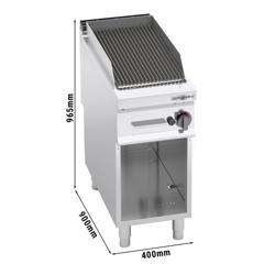 Gas lavasteengrill - 9,0kW - 0,4x0,9m - Gietijzeren rooster - Staand model - 900mm diep - RVS