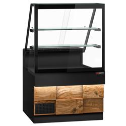 Koeltoonbank TORONTO - 1000x880mm - kleur zwart mat - dubbel glas - met 2 legroosters - granieten werkblad