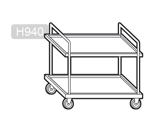 Chariot de service – 800x500 mm – avec 2 surfaces de rangement