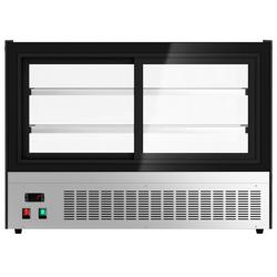 Koelvitrine - tafelmodel - 160 liter - 900mm - schuifdeuren - met 2 glazen plateaus - zwart - NL