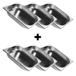 (6 Stück) Edelstahl GN-Behälter 1/2 - Höhe: 40mm
