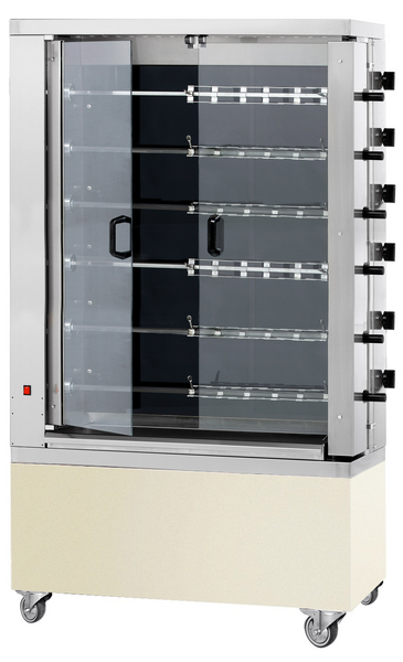Elektrische kippengrill - Glaskeramiek - 28,8 kW - met 6 spiesen voor maximaal 36 kippen