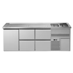 Výčepní pult PREMIUM PLUS - 2500x700 mm - 1 dveře & 4 zásuvky