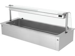 Εντοιχιζόμενη λεκάνη πάγου - 2110 mm - για 6 GN 1/1 - 250 l - με γυάλινο προστατευτικό φτερνίσματος (sneeze guard) - μονωμένη