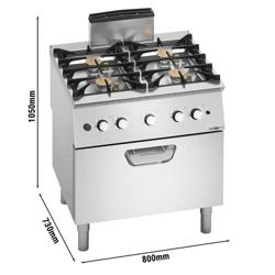 Gasfornuis - Paolo 700 - 800x730mm - 31,8 kW - 4-pits - incl. gas statische oven - 7,8 kW