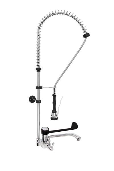 Gruppo doccia prelavaggio monoforo [3000] PREMIUM PLUS - per lavello professionale - con leva monocomando, rotazione 360°, interruttore flusso continuo & staffa a parete - 600mm