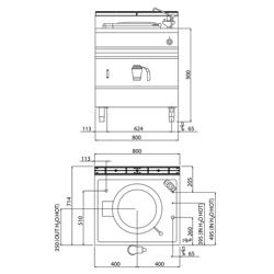 Elettrica Marmitta professionale / Pentola industriale - 55l - 9kW - Riscaldamento indiretto - con allacciamento idrico