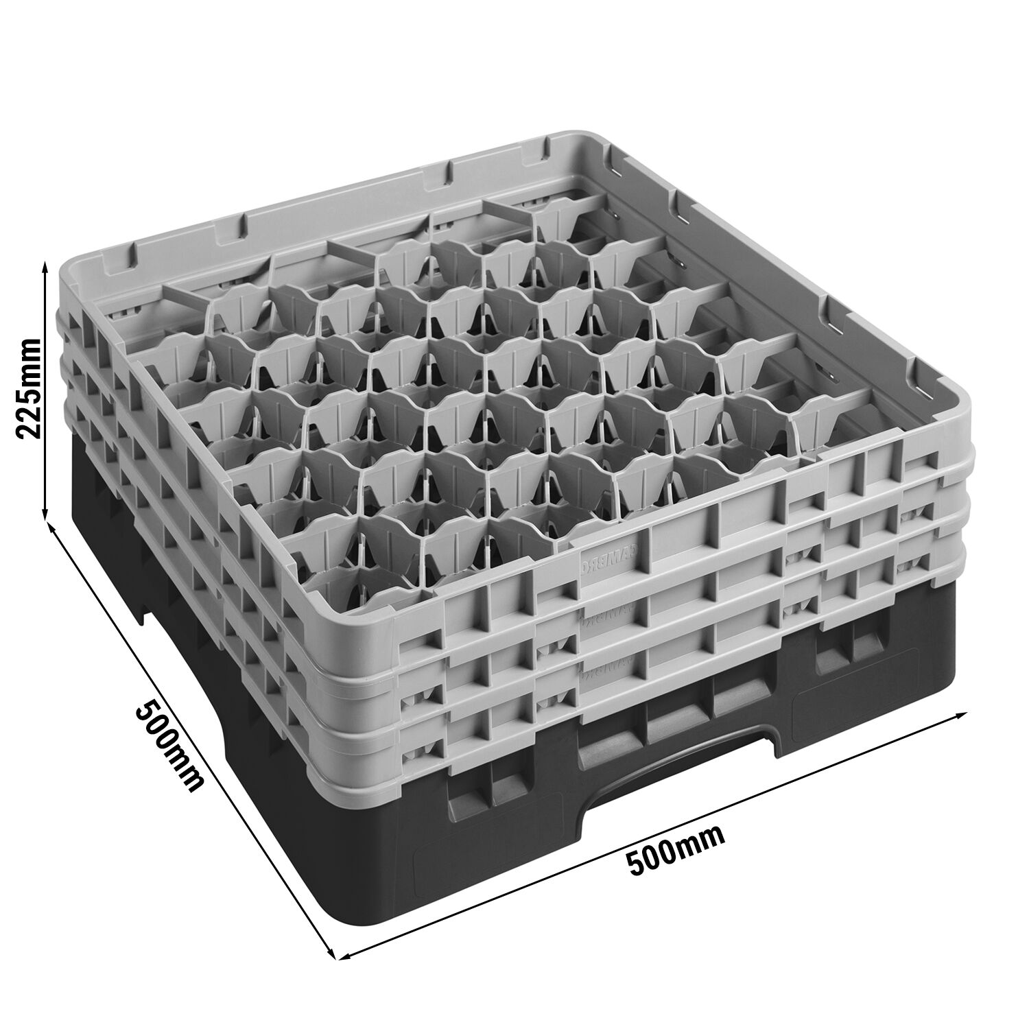 CAMBRO | CAMRACK® - Panier à verres 1/1 - 30 compartiments - avec 3 extensions - 500x500mm - Noir   