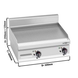 Elektrische bakplaat - 8kW - Geribbeld - Bakoppervlak: 596x430mm