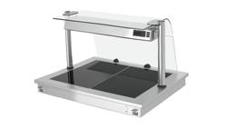 Commercial built-in hot plate - 800 mm - 2 x GN 1/1 - with glass sneeze guard