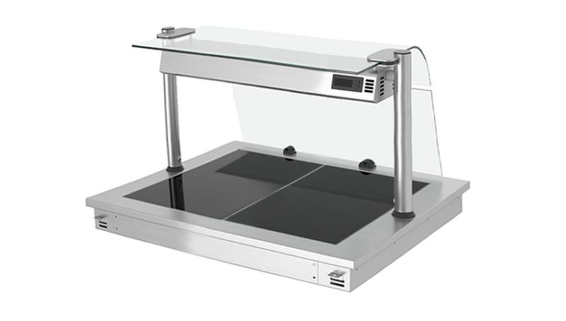 Inbouw warmhoudplaat RVS - met glazen oppervlak - 800mm - 2x GN 1/1 - 0,9 kW