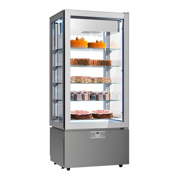 4-Sided Glass Display Freezer - 457L - 805mm - Double glazing - square - with 5 glass shelves - 4 glass doors