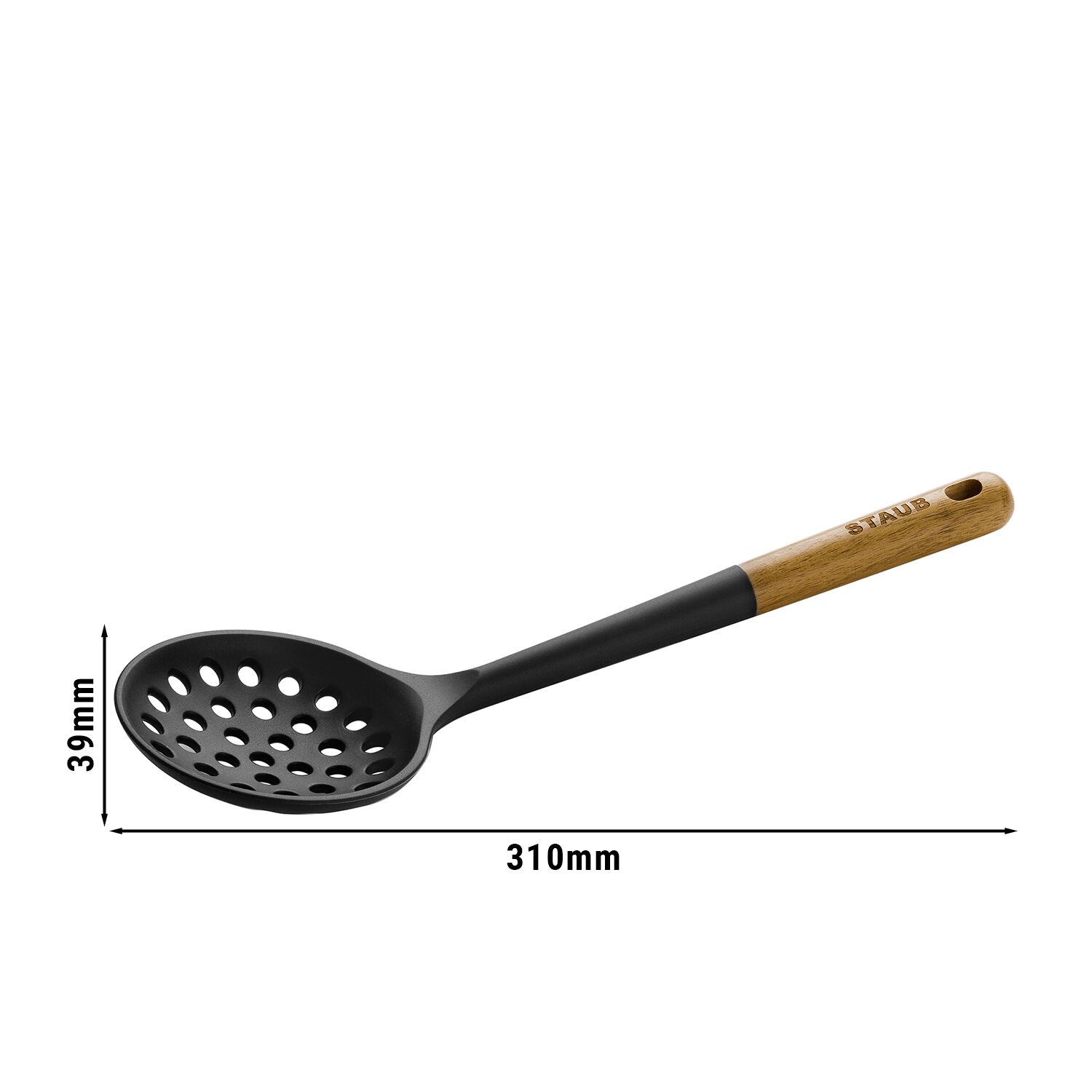STAUB | Écumoire – 310 mm – Silicone – Noir / Bois