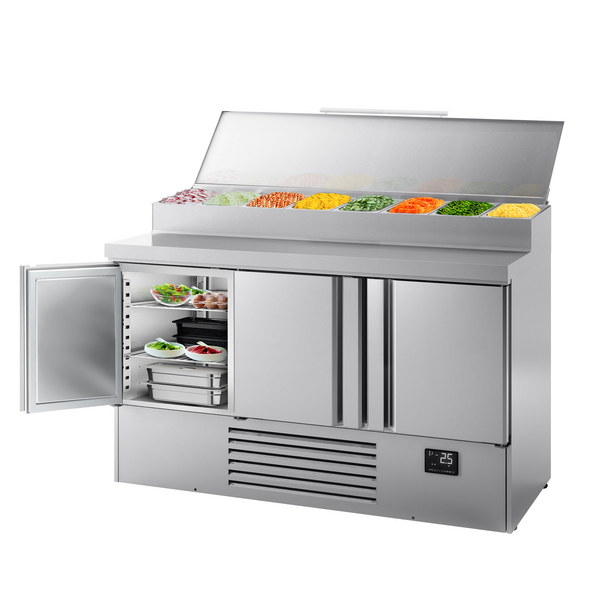 Bancada de preparação com estrutura de refrigeração (GN) - com 3 portas