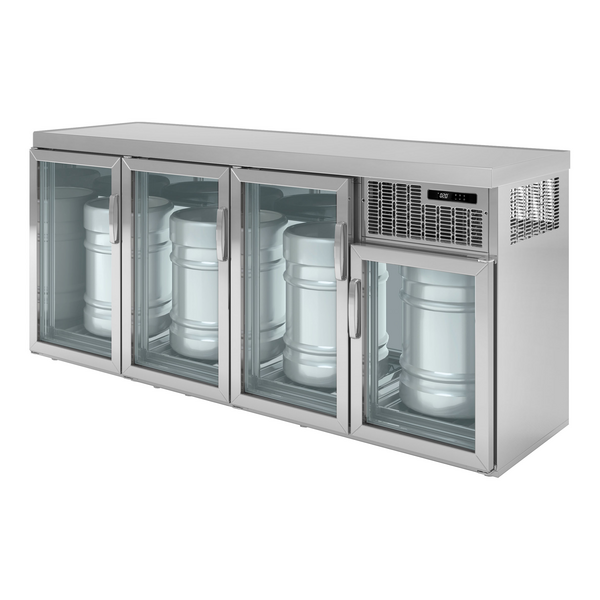 Fıçı Soğutucu - 4x50 Litre Fıçılar- 2100x600 mm-4 Cam Kapılı