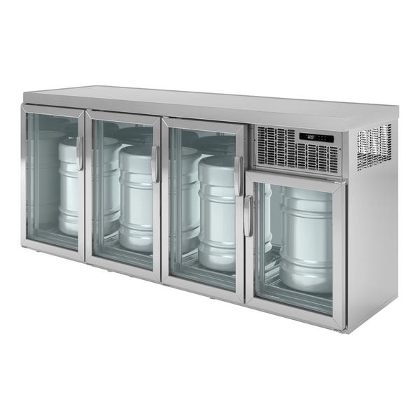 Refroidisseur de fûts - 4x50L fûts - 2120x600mm - avec 4 portes vitrées