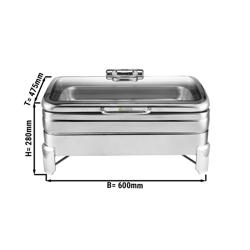 Inox Chafing Dish - GN 1/1 - 11,2 lt - με γυάλινο καπάκι soft-close