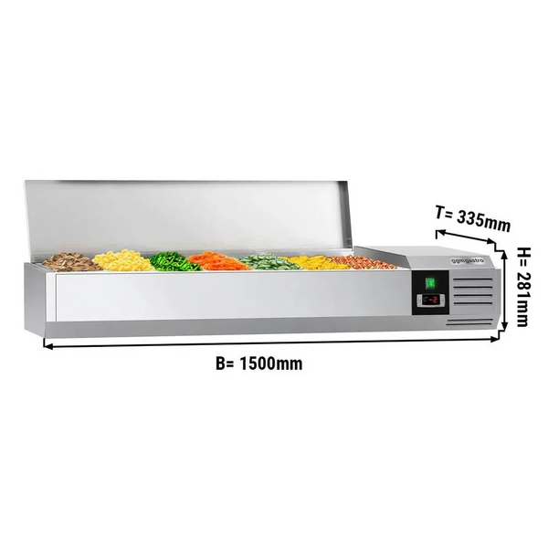 Witryna chłodnicza nadstawna PREMIUM - 1500x335mm - 7x GN 1/4