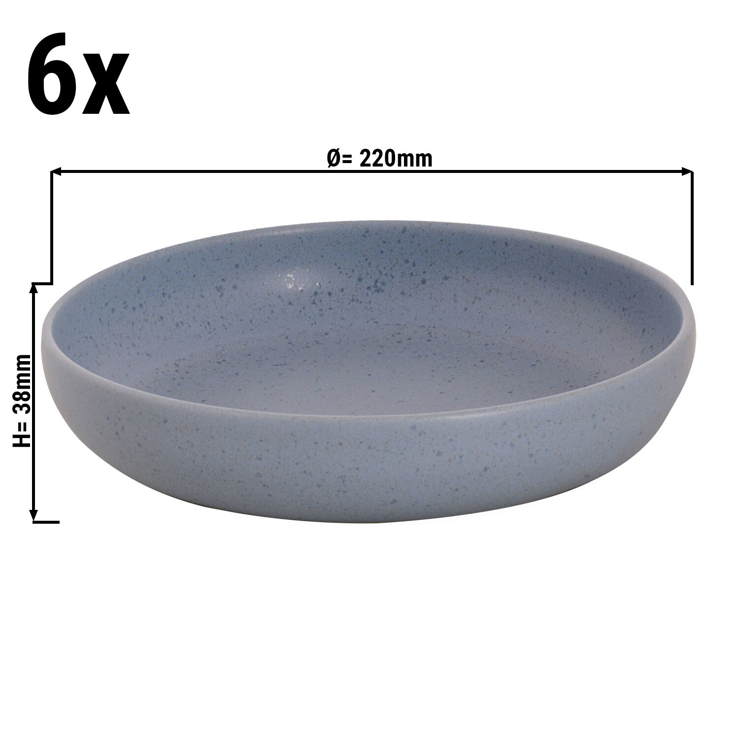 (6 Pièces) SANDY LOAM - Assiette - Creuse - Ø 220 mm - Bleu