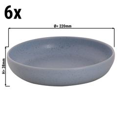 (6 buc) SANDY LOAM - Farfurie adâncă - rotund - gresie - Ø 220 mm - albastru