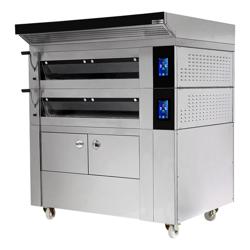 Bäckerei Etagenofen mit Dampffunktion - Touch - 2 Backkammern - inkl. Haube & Gärschrank 8x EN 600x400 - Edelstahl