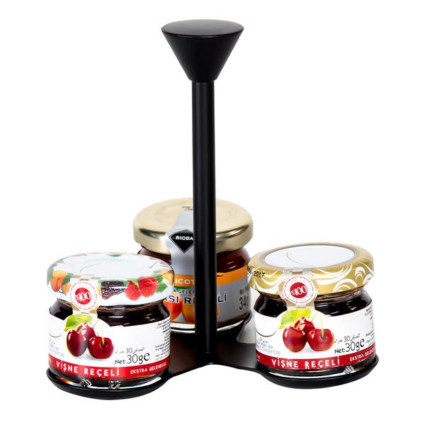 Etagère - rostfritt stål, svart pulverlack - 3‑vånings - Höjd: 120 mm