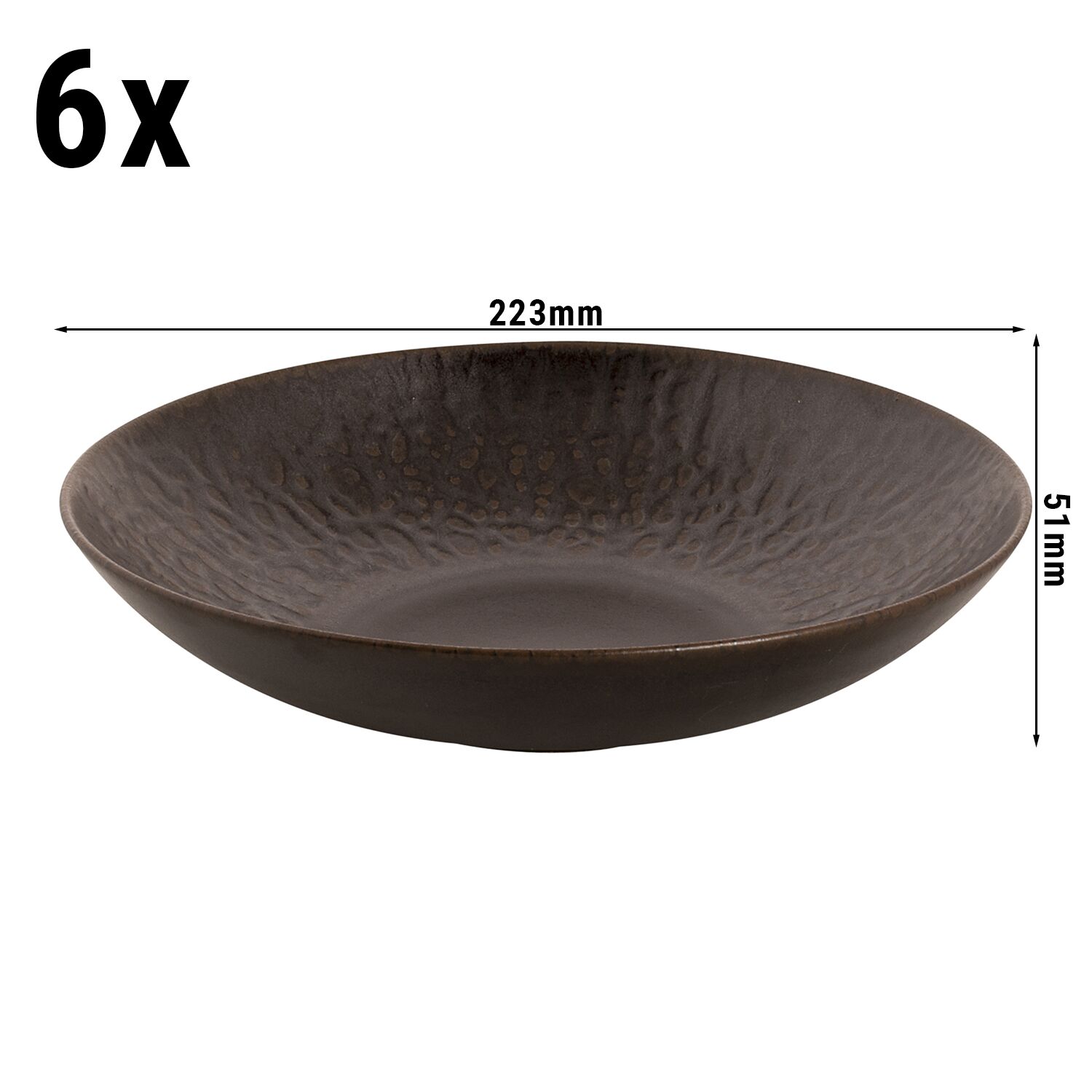 (6 pièces) RUST – Bol / Assiette creuse – Ø 220 mm – Marron