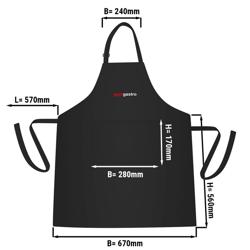 (5 st) Midjeförkläde - svart - lång - med GGM Gastro-logotyp - B x H: 67 x 84 cm