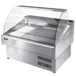 Mostrador para pescado - 1030mm - vitrina expositora refrigerada - refrigeración estática - frontal abatible para limpieza - iluminación LED