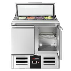 Saladette PREMIUM - 900mm - 2 deuren - met glazen afdekking voor 4x GN 1/3