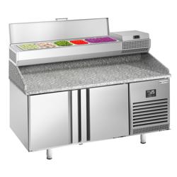 Pizzawerkbank PREMIUM PLUS - 1490x700mm - met granieten werkblad - met 2 deuren - incl. opzetkoelvitrine - 6x GN 1/4