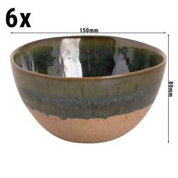 (6 szt.) Miseczka - Wisteria - Kamionka - 800ml - Ø 150mm - Zielony/Beżowy
