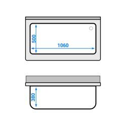 Fregadero para ollas de acero Inox. con estante inferior - 1,2 m - 1 fregadero L 95 x B 50 x T 35 cm