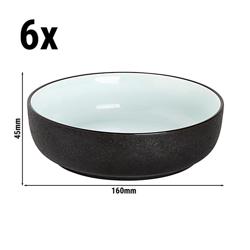 (6 pieces) Cosmic Porcelain Bowl Set – Matt Black / Glossy White - 55 cl - 16 cm