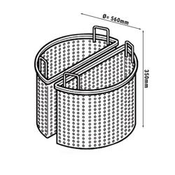 سلة لغلايات الطعام نصف دائرية - Ø 560xH 350 mm | GN 1/1 - سبيكة مقاومة للتآكل | مقاومة للحرارة - متوافق مع آنية طبخ كهربائية 100 L | سلسلة 900 - شامل سلتان نصف دائريتان