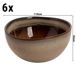 (6 db) Tálka - Hazelton - steingut - Ø 110 mm - halmozható - barna