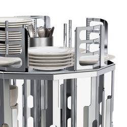 Distributeur de tasses et de soucoupes - rotatif - Chromé - Acier inoxydable