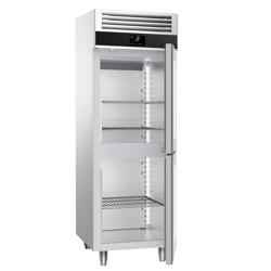 Koelkast RVS PREMIUM - GN 1/1 - GN 2/1 - 700mm - 700liter - tot +8°C - met 2 glasdeuren - geforceerde koeling, LED‑verlichting & automatische ontdooiing